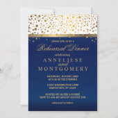 White en Navy, Gold Confetti - repetitief diner Kaart (Voorkant)