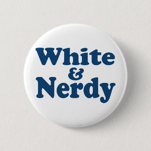 White en Nerdy Ronde Button 5,7 Cm
