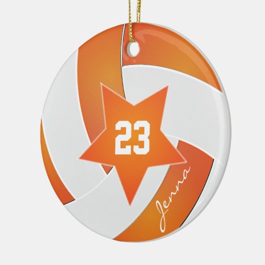 White en Oranje All Star Volleyball Keramisch Ornament (Links)