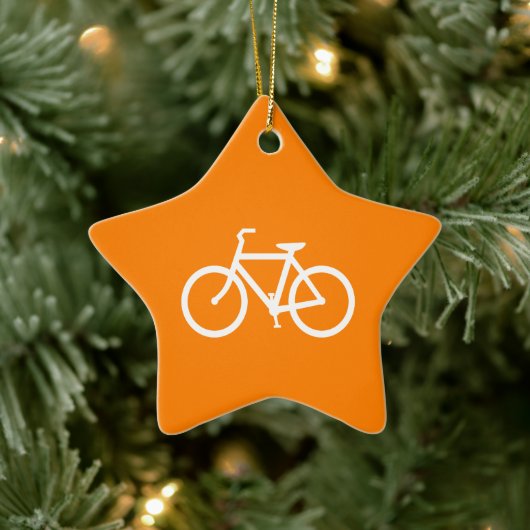 White en Oranje Bike Keramisch Ornament (Boom)