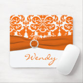 White en Oranje Damask Mousepad Muismat (Met muis)