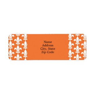 White en Oranje Fleur de Lis Pattern Etiket