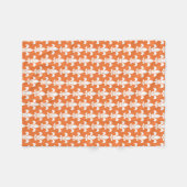 White en Oranje Fleur de Lis Pattern Fleece Deken (Voorkant (Horizontaal))