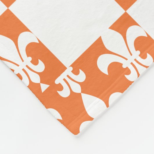 White en Oranje Fleur de Lis Pattern Fleece Deken (Hoek)