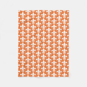 White en Oranje Fleur de Lis Pattern Fleece Deken