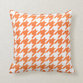 White en Oranje Houndstooth Pattern Kussen