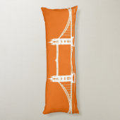 White en Oranje London Bridge Silhouette Lichaamskussen (Achterkant (Verticaal))