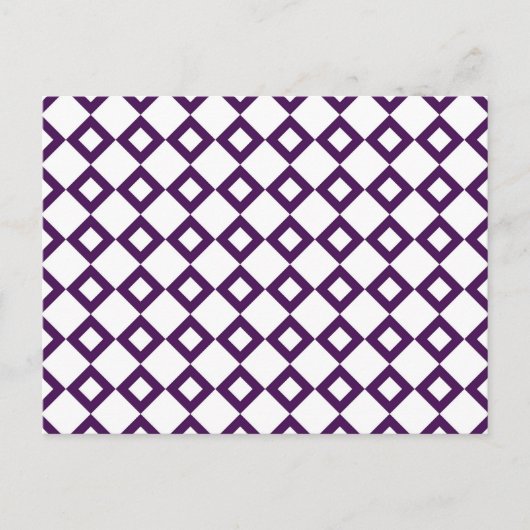 White en Paars Diamond Pattern Briefkaart (Voorkant)