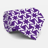 White en Paars Geometric Star Pattern Stropdas (Opgerold)