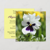 White en Paars Pansy Bridal Shower Kaart (Voorkant / Achterkant)