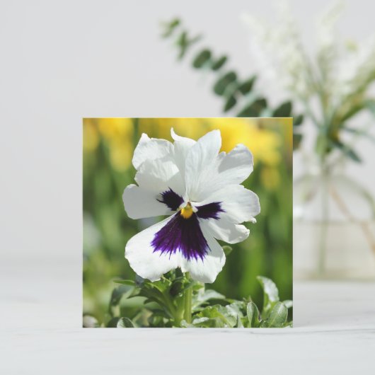 White en Paars Pansy Bridal Shower Kaart (Staand voorkant)