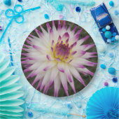 White en Paarse Cactus Dahlia Floral Papieren Bordje (Feest)