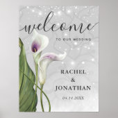 White en Paarse Calla Lily Welcome Wedding Poster (Voorkant)