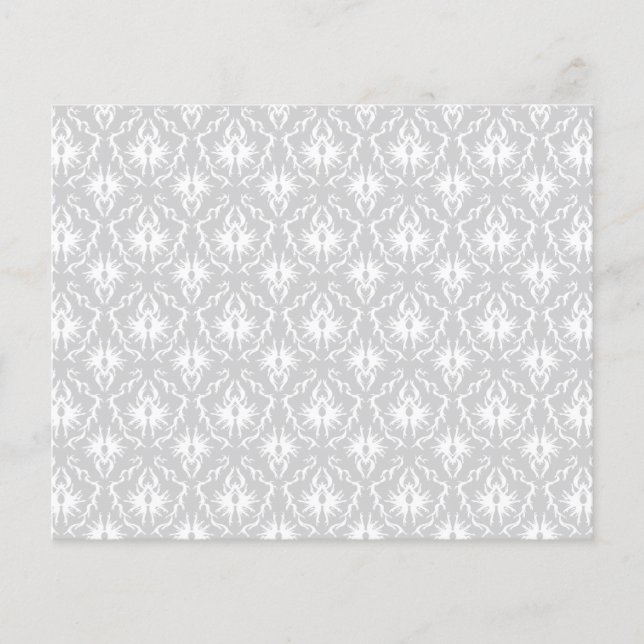 White en pastel Grey Damask Design. (Voorkant)