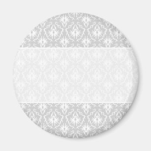 White en pastel Grey Damask Design. Magneet
