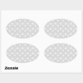 White en pastel Grey Damask Design. Ovale Sticker (Vel)