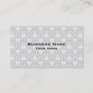 White en pastel Grey Damask Design. Visitekaartje