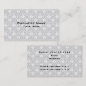 White en pastel Grey Damask Design. Visitekaartje (Voorkant / Achterkant)