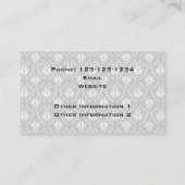 White en pastel Grey Damask Design. Visitekaartje (Achterkant)