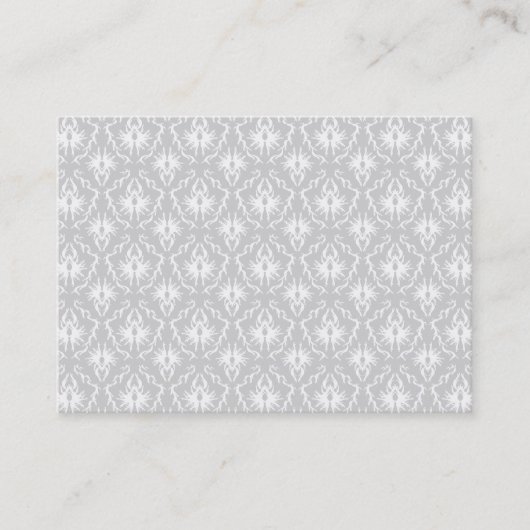 White en pastel Grey Damask Design. Visitekaartje (Voorkant)