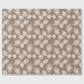 White en Peach Peacock Feathers op Taupe Tan Cadeaupapier (Vlak)