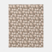 White en Peach Peacock Feathers op Taupe Tan Fleece Deken (Voorkant)