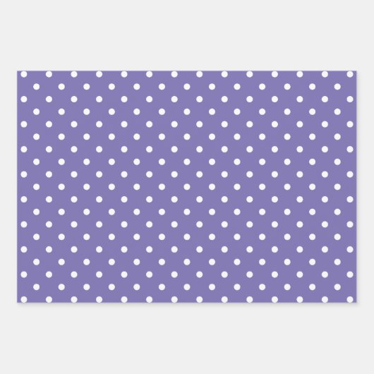White en Periwinkle Polka Dot Mix Inpakpapier Vel (Voorkant)