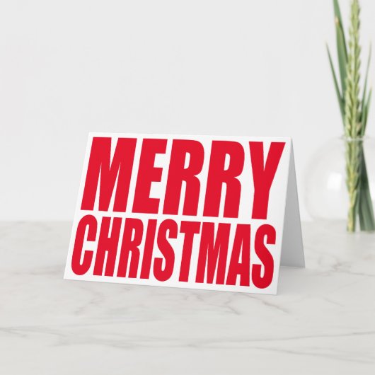 White en Red Big Block Merry kerst Feestdagen Kaart (Voorkant)