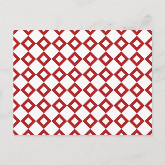 White en Red Diamond Pattern Briefkaart (Voorkant)
