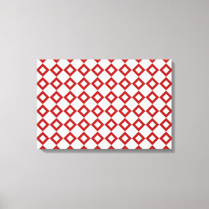 White en Red Diamond Pattern Canvas Afdruk