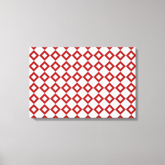 White en Red Diamond Pattern Canvas Afdruk (Voorkant)