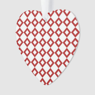 White en Red Diamond Pattern Ornament