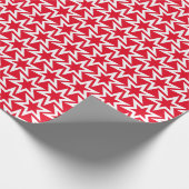 White en Red Geometric Star Pattern Cadeaupapier (Hoek)
