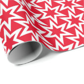 White en Red Geometric Star Pattern Cadeaupapier (Rol Hoek)
