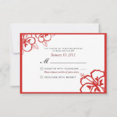 White en Red Hibiscus Flower Custom RSVP (Voorkant)