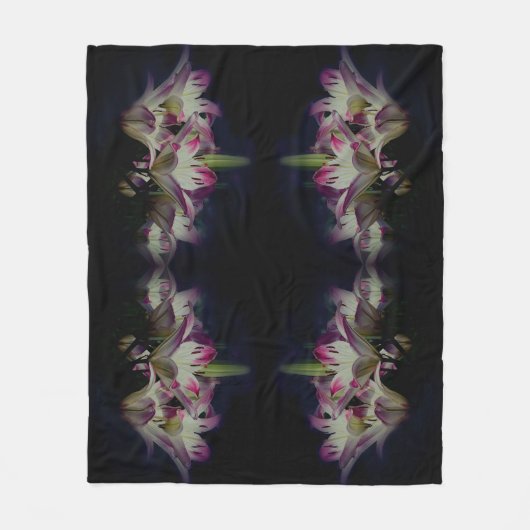 White en Red Lily Flowers Abstract Fleece Deken (Voorkant)