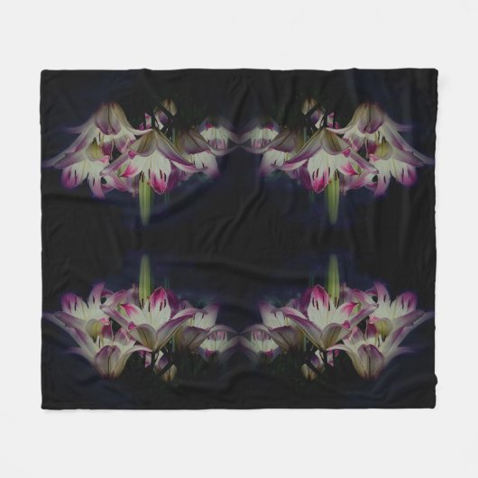 White en Red Lily Flowers Abstract Fleece Deken (Voorkant (Horizontaal))