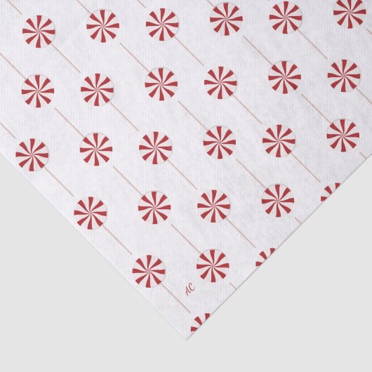 White en Red Lollipops Holiday Tissue Paper Tissuepapier (Detail)