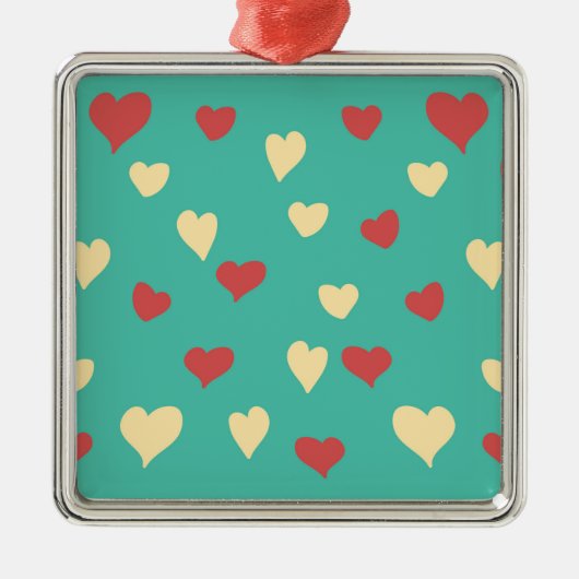 White en Red Love Hearts Ceramic Ornament (Voorkant)