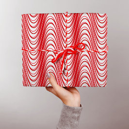 White en Red Moiré Stripes Trippy Abstract Modern Cadeaupapier