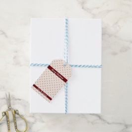 White en Red Pattern Dot Merry Kerstmis Cadeaulabel