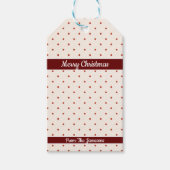 White en Red Pattern Dot Merry Kerstmis Cadeaulabel (Voorkant)