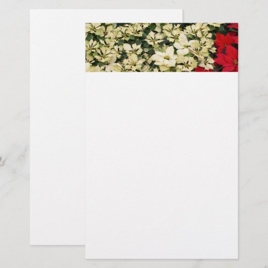 White en Red Poinsettias I Holiday Floral Briefpapier (Voorkant / Achterkant)