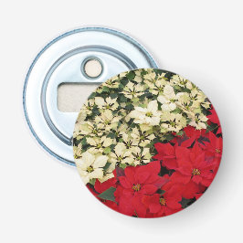 White en Red Poinsettias I Holiday Floral Button Flesopener