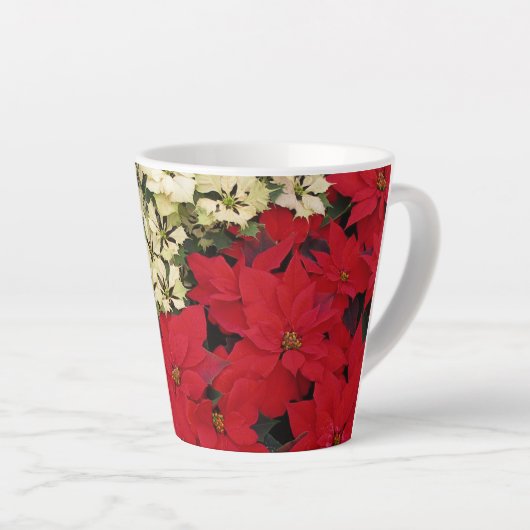 White en Red Poinsettias I Holiday Floral Latte Mok (Rechterhoek)