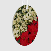 White en Red Poinsettias I Holiday Floral Ornament (voorkant)