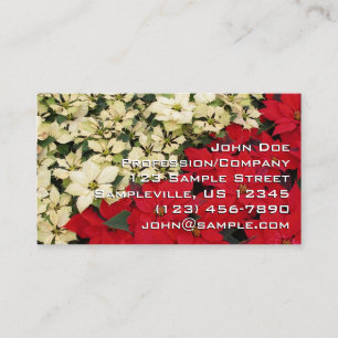 White en Red Poinsettias I Holiday Floral Visitekaartje