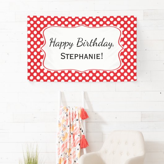White en Red Polka Dot Birthday Spandoek (Insitu)