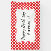 White en Red Polka Dot Birthday Spandoek (Verticaal)