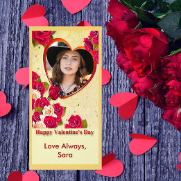 White en Red Roses en Heart Lijst Photo Card Kaart